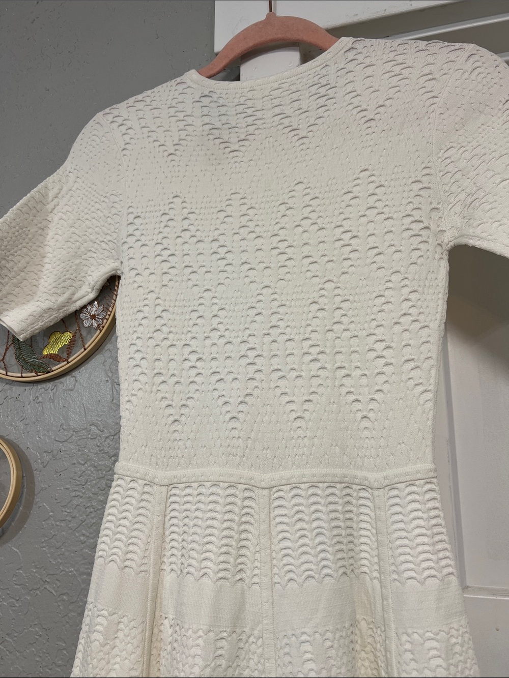 A.L.C. WHITE KNIT STRETCHY SCOOP NECK MIDI DRESS SIZE XS - Picture 5 of 15
